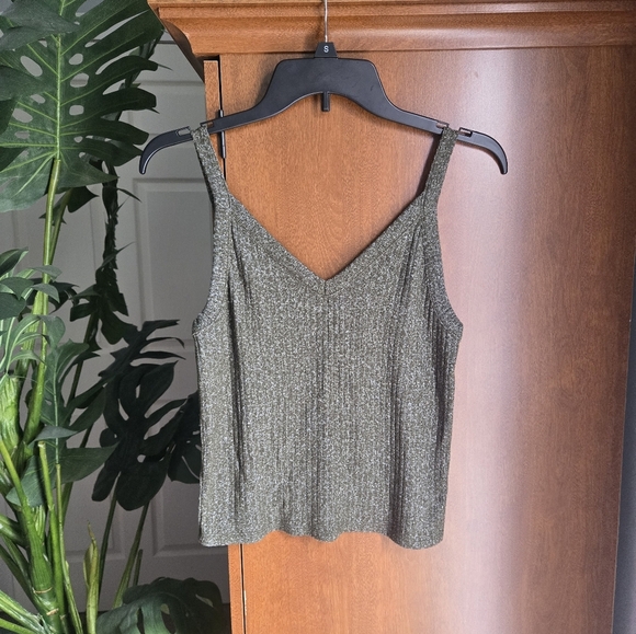 American Eagle Soft And Sexy Heatheted Green Large Crop Tank - Picture 1 of 4